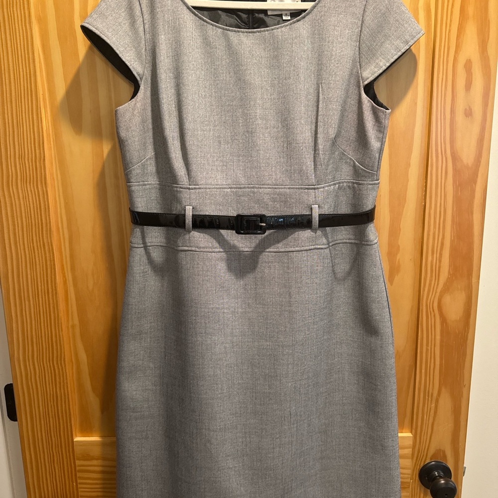 Studio I Gray Belted Cap Sleeve Dress – Size 16